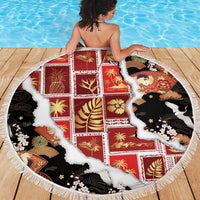 Hawaii Japanese Culture Black Beach Blanket Spring Cranes Aloha Pattern LT01 - Polynesian Pride