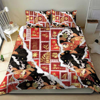 Hawaii Japanese Culture Black Bedding Set Spring Cranes Aloha Pattern LT01 - Polynesian Pride