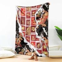 Hawaii Japanese Culture Black Blanket Spring Cranes Aloha Pattern LT01 - Polynesian Pride