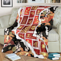 Hawaii Japanese Culture Black Blanket Spring Cranes Aloha Pattern LT01 - Polynesian Pride