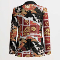 Hawaii Japanese Culture Black Blazer Spring Cranes Aloha Pattern LT01 - Polynesian Pride