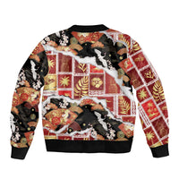 Hawaii Japanese Culture Black Bomber Jacket Spring Cranes Aloha Pattern LT01 - Polynesian Pride