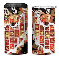 Hawaii Japanese Culture Black 4 in 1 Can Cooler Tumbler Spring Cranes Aloha Pattern LT01 One Size: 16 oz Black - Polynesian Pride
