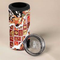Hawaii Japanese Culture Black 4 in 1 Can Cooler Tumbler Spring Cranes Aloha Pattern LT01 - Polynesian Pride