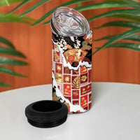 Hawaii Japanese Culture Black 4 in 1 Can Cooler Tumbler Spring Cranes Aloha Pattern LT01 - Polynesian Pride