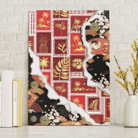 Hawaii Japanese Culture Black Canvas Wall Art Spring Cranes Aloha Pattern LT01 Without Frame Black - Polynesian Pride