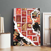 Hawaii Japanese Culture Black Canvas Wall Art Spring Cranes Aloha Pattern LT01 - Polynesian Pride
