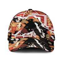 Hawaii Japanese Culture Black Classic Cap Spring Cranes Aloha Pattern LT01 Universal Fit Black - Polynesian Pride
