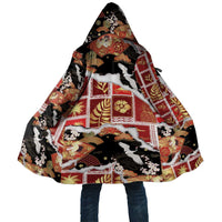 Hawaii Japanese Culture Black Cloak Spring Cranes Aloha Pattern LT01 Unisex Black - Polynesian Pride