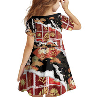 Hawaii Japanese Culture Black Family Matching Off The Shoulder Long Sleeve Dress and Hawaiian Shirt Spring Cranes Aloha Pattern