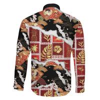 Hawaii Japanese Culture Black Family Matching Puletasi and Hawaiian Shirt Spring Cranes Aloha Pattern