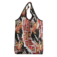 Hawaii Japanese Culture Black Grocery Bag Spring Cranes Aloha Pattern LT01 - Polynesian Pride