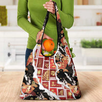 Hawaii Japanese Culture Black Grocery Bag Spring Cranes Aloha Pattern LT01 - Polynesian Pride