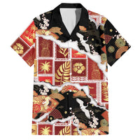 Hawaii Japanese Culture Black Hawaiian Shirt Spring Cranes Aloha Pattern LT01 Black - Polynesian Pride