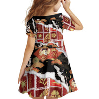 Hawaii Japanese Culture Black Kid Short Sleeve Dress Spring Cranes Aloha Pattern LT01 - Polynesian Pride