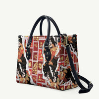 Hawaii Japanese Culture Black Leather Bag Spring Cranes Aloha Pattern LT01 Black - Polynesian Pride