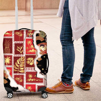 Hawaii Japanese Culture Black Luggage Cover Spring Cranes Aloha Pattern LT01 Black - Polynesian Pride