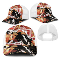 Hawaii Japanese Culture Black Mesh Trucker Cap Spring Cranes Aloha Pattern LT01 - Polynesian Pride