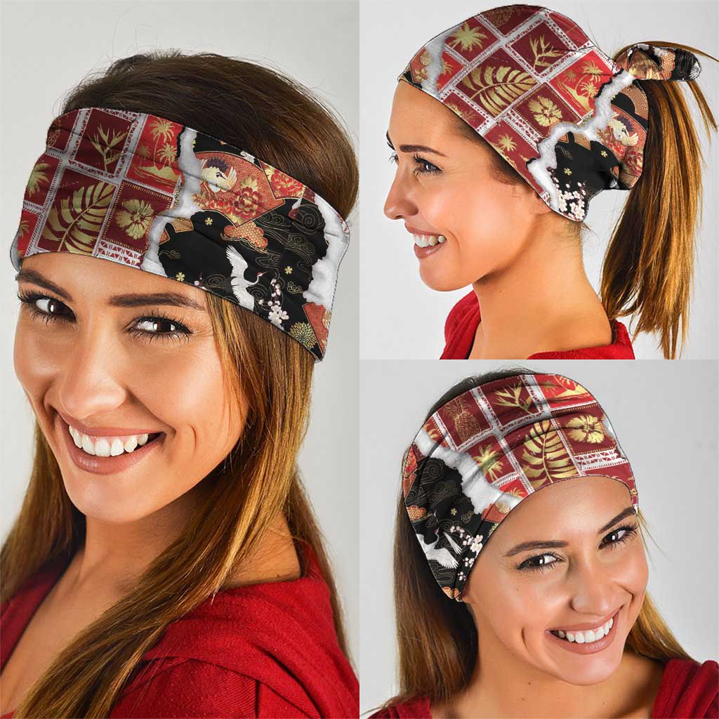 Hawaii Japanese Culture Black Neck Gaiter Spring Cranes Aloha Pattern LT01 - Polynesian Pride