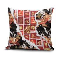 Hawaii Japanese Culture Black Pillow Cover Spring Cranes Aloha Pattern LT01 Black - Polynesian Pride