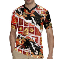 Hawaii Japanese Culture Black Rugby Jersey Spring Cranes Aloha Pattern LT01 - Polynesian Pride