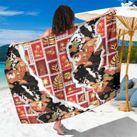 Hawaii Japanese Culture Black Sarong Spring Cranes Aloha Pattern LT01 One Size 44 x 66 inches Black - Polynesian Pride