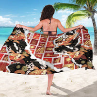 Hawaii Japanese Culture Black Sarong Spring Cranes Aloha Pattern LT01 - Polynesian Pride