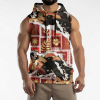 Hawaii Japanese Culture Black Sleeveless Hoodie Spring Cranes Aloha Pattern LT01 - Polynesian Pride