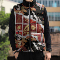 Hawaii Japanese Culture Black Sleeveless Puffer Jacket Spring Cranes Aloha Pattern LT01 - Polynesian Pride