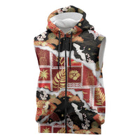 Hawaii Japanese Culture Black Sleeveless Zip Hoodie Spring Cranes Aloha Pattern LT01 Black - Polynesian Pride