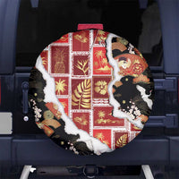 Hawaii Japanese Culture Black Spare Tire Cover Spring Cranes Aloha Pattern LT01 No hole Black - Polynesian Pride