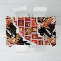 Hawaii Japanese Culture Black Tablecloth Spring Cranes Aloha Pattern LT01 Black - Polynesian Pride