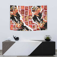 Hawaii Japanese Culture Black Tapestry Spring Cranes Aloha Pattern LT01 - Polynesian Pride