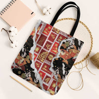 Hawaii Japanese Culture Black Tote Bag Spring Cranes Aloha Pattern LT01 Black Strap One Size Black - Polynesian Pride