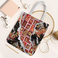 Hawaii Japanese Culture Black Tote Bag Spring Cranes Aloha Pattern LT01 White Strap One Size Black - Polynesian Pride
