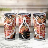 Hawaii Japanese Culture Black Tumbler Cup Spring Cranes Aloha Pattern LT01 - Polynesian Pride