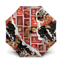 Hawaii Japanese Culture Black Umbrella Spring Cranes Aloha Pattern LT01 One Size Folded 11.42 inch Opened Diameter 37.4 inch Black - Polynesian Pride