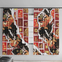 Hawaii Japanese Culture Black Window Curtain Spring Cranes Aloha Pattern LT01 With Hooks Black - Polynesian Pride