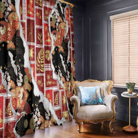 Hawaii Japanese Culture Black Window Curtain Spring Cranes Aloha Pattern LT01 - Polynesian Pride