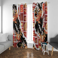 Hawaii Japanese Culture Black Window Curtain Spring Cranes Aloha Pattern LT01 With Grommets Black - Polynesian Pride