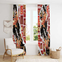 Hawaii Japanese Culture Black Window Curtain Spring Cranes Aloha Pattern LT01 - Polynesian Pride