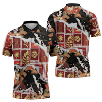 Hawaii Japanese Culture Black Zipper Polo Shirt Spring Cranes Aloha Pattern LT01 - Polynesian Pride