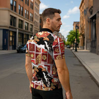Hawaii Japanese Culture Black Zipper Polo Shirt Spring Cranes Aloha Pattern LT01 - Polynesian Pride