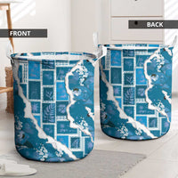Hawaii Japanese Culture Blue Laundry Basket Spring Cranes Aloha Pattern LT01 - Polynesian Pride