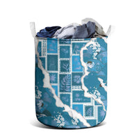 Hawaii Japanese Culture Blue Laundry Basket Spring Cranes Aloha Pattern LT01 - Polynesian Pride