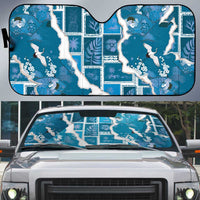 Hawaii Japanese Culture Blue Auto Sun Shade Spring Cranes Aloha Pattern