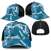 Hawaii Japanese Culture Blue Baseball Net Cap Spring Cranes Aloha Pattern LT01 - Polynesian Pride