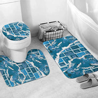 Hawaii Japanese Culture Blue Bathroom Set Spring Cranes Aloha Pattern LT01 Mat Set Only (3 pcs) One Size Blue - Polynesian Pride