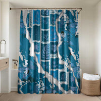 Hawaii Japanese Culture Blue Bathroom Set Spring Cranes Aloha Pattern LT01 Shower Curtain Only Blue - Polynesian Pride