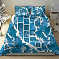 Hawaii Japanese Culture Blue Bedding Set Spring Cranes Aloha Pattern